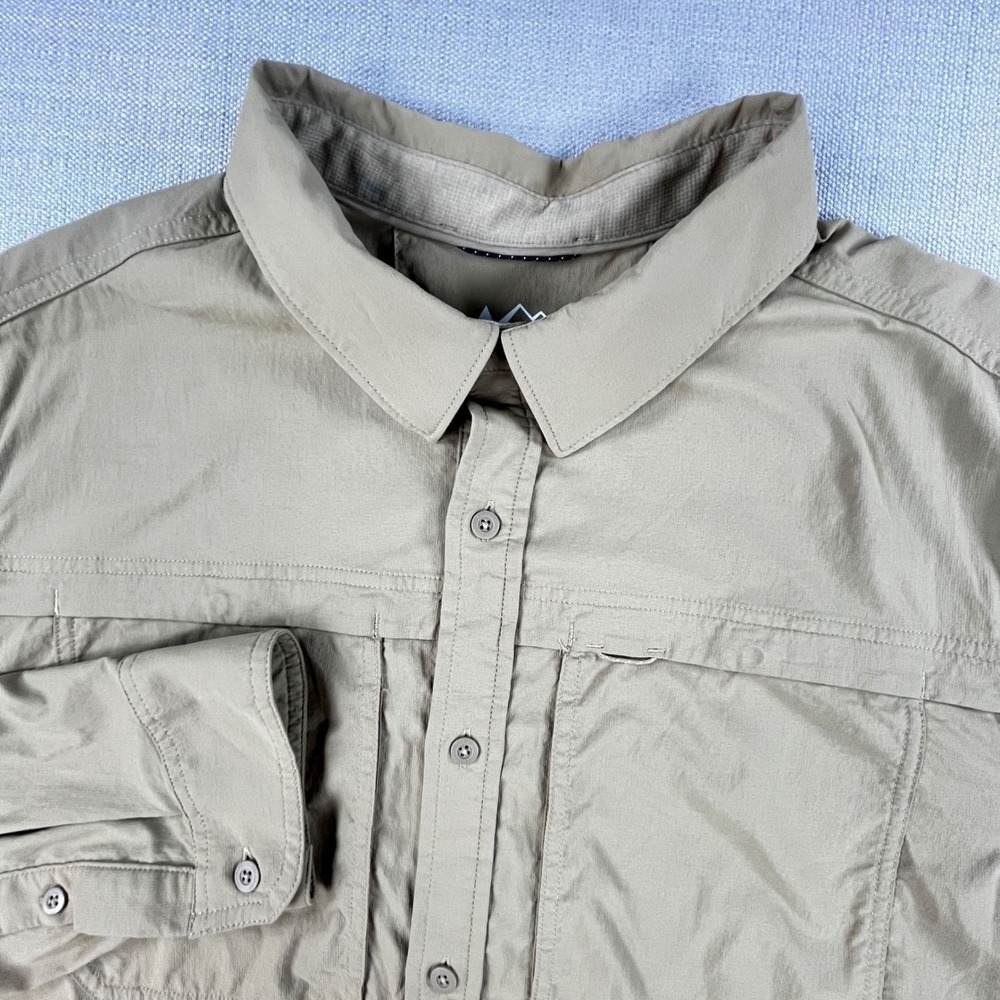 REI Co-op Button Up Shirt Mens Large Tan Sahara Long Sleeve Hiking Utility